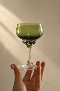 Meadow Hour Olive Green Glass Wine Goblet
