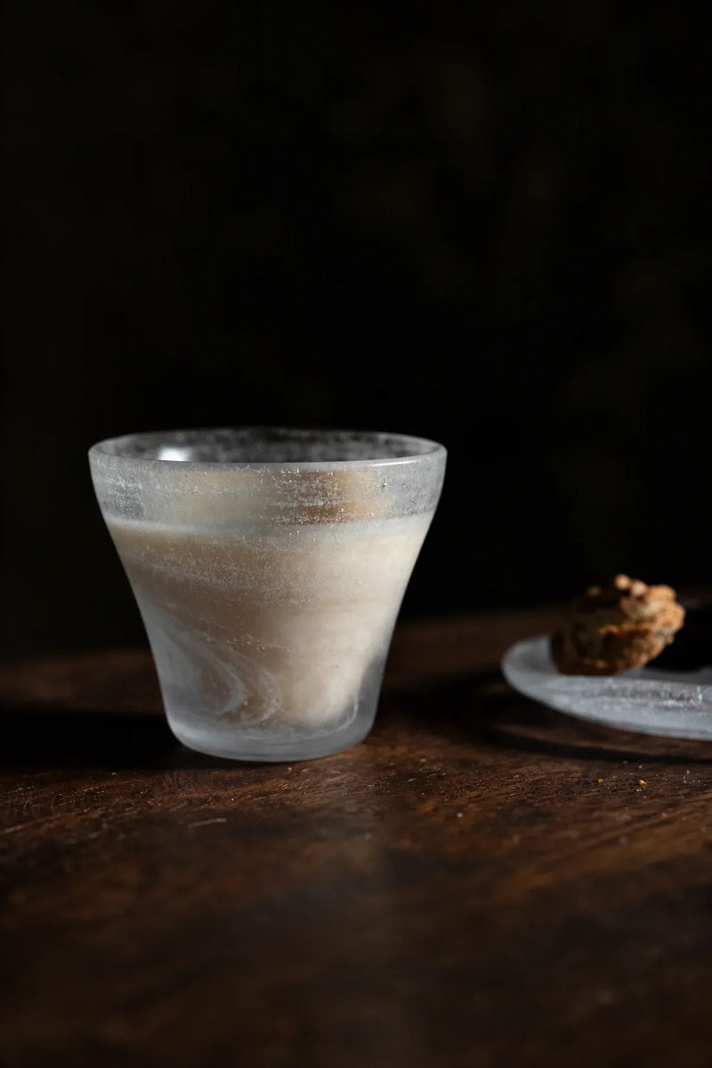 Moonlit Current Frosted White Glass Cup