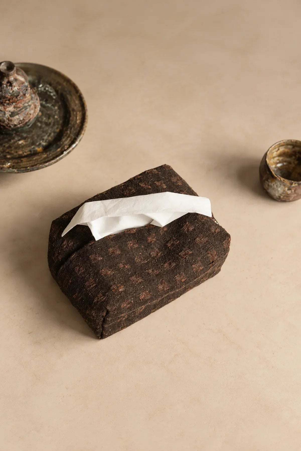 Rustic Envelope Brown Fabric Tissue Box Cover