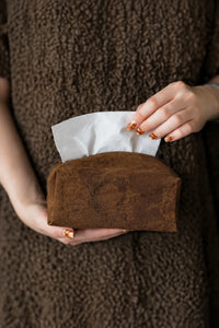 Studio Earth Brown Fabric Tissue Box Cover