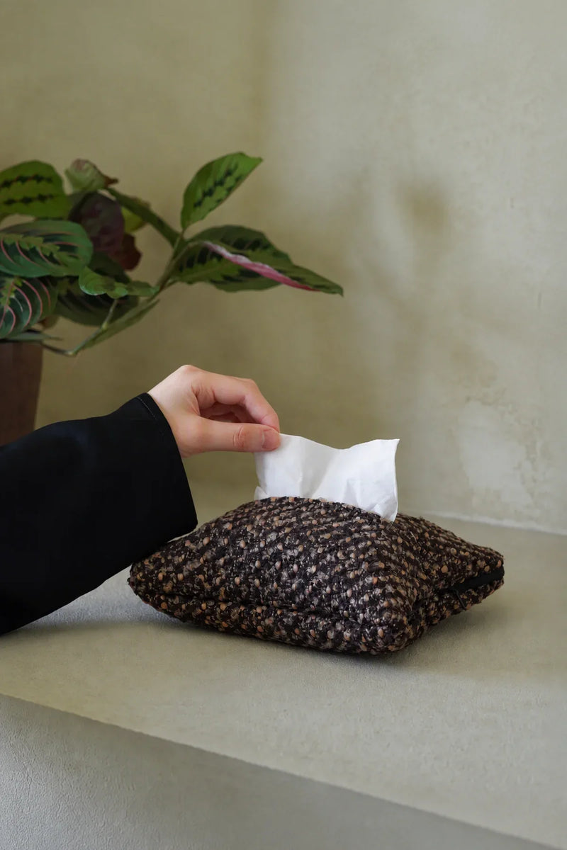 Studio Picnic Brown Mottled-Weave Textile Set