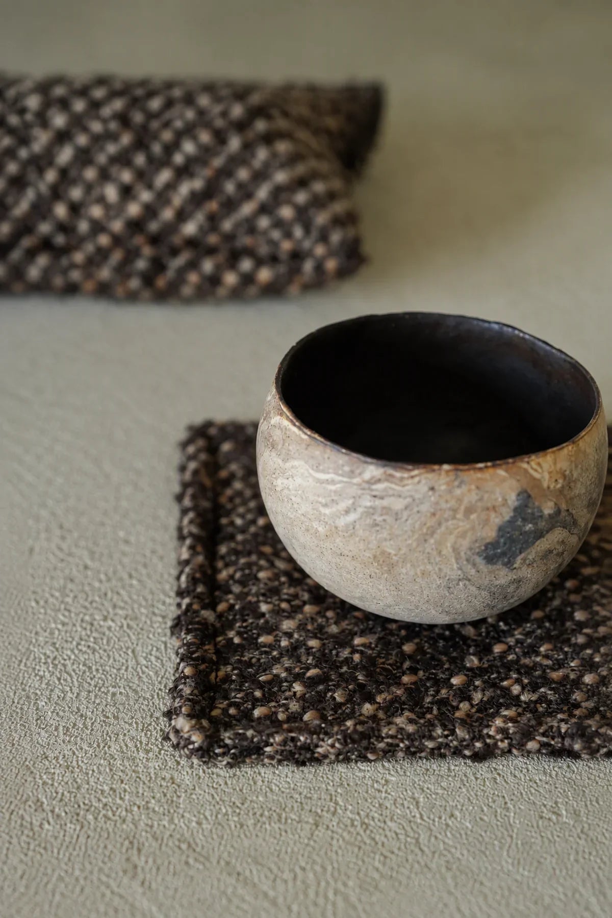 Studio Picnic Brown Mottled-Weave Textile Set