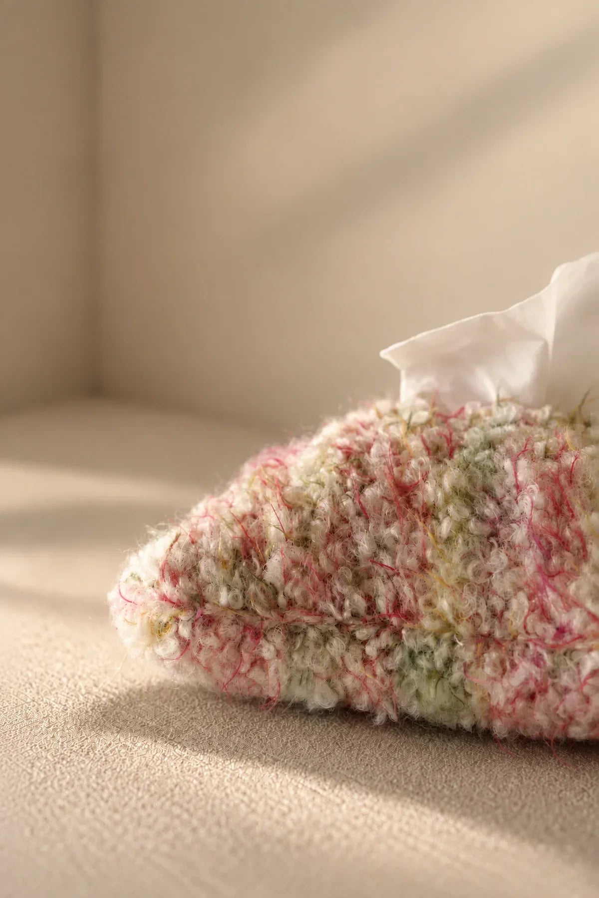 Petal Fleck Pink and Green Yarn Tissue Cover