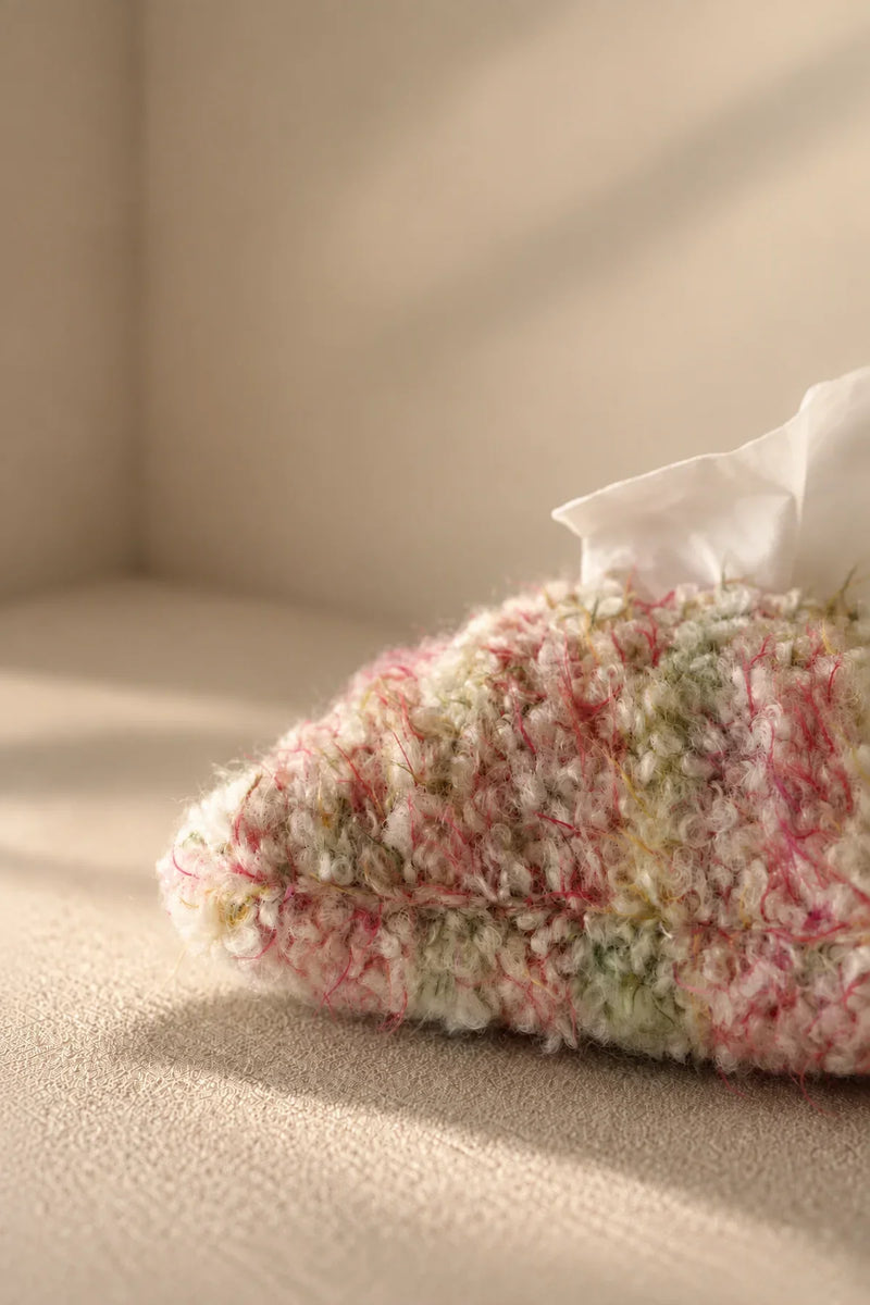 Petal Fleck Pink and Green Yarn Tissue Cover