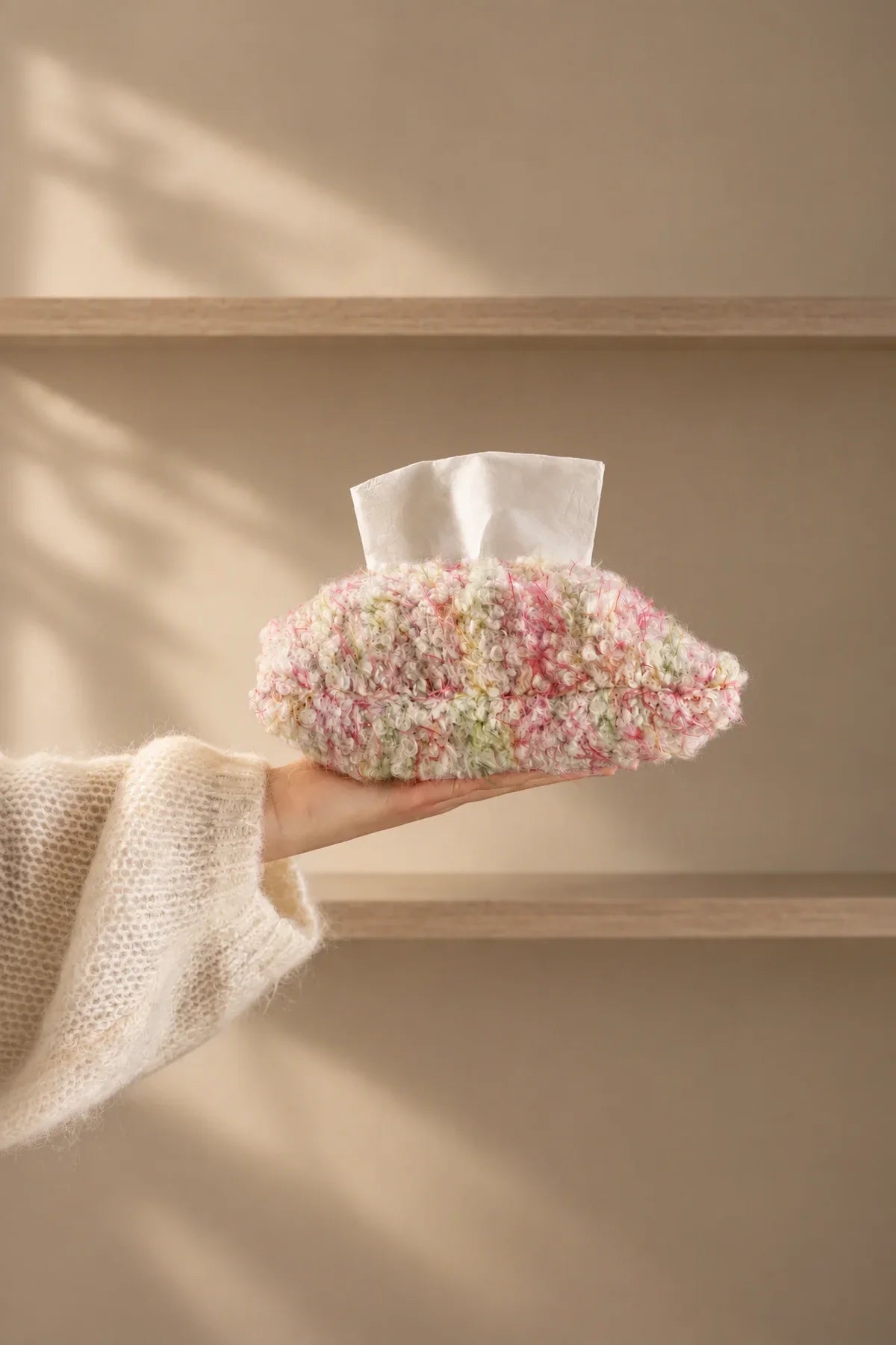 Petal Fleck Pink and Green Yarn Tissue Cover