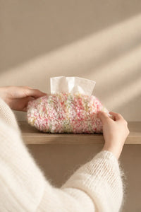 Petal Fleck Pink and Green Yarn Tissue Cover
