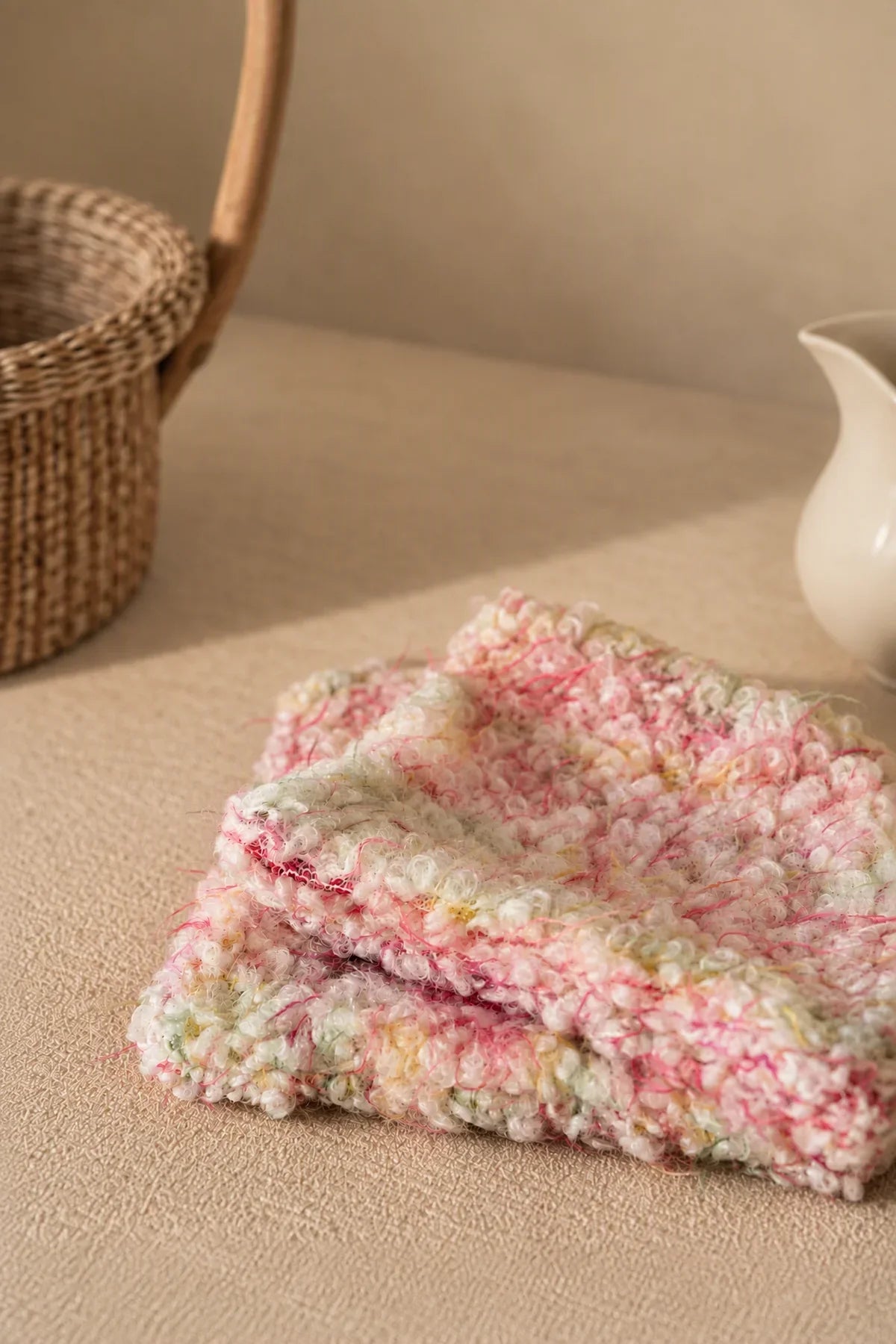 Petal Fleck Pink and Green Yarn Tissue Cover