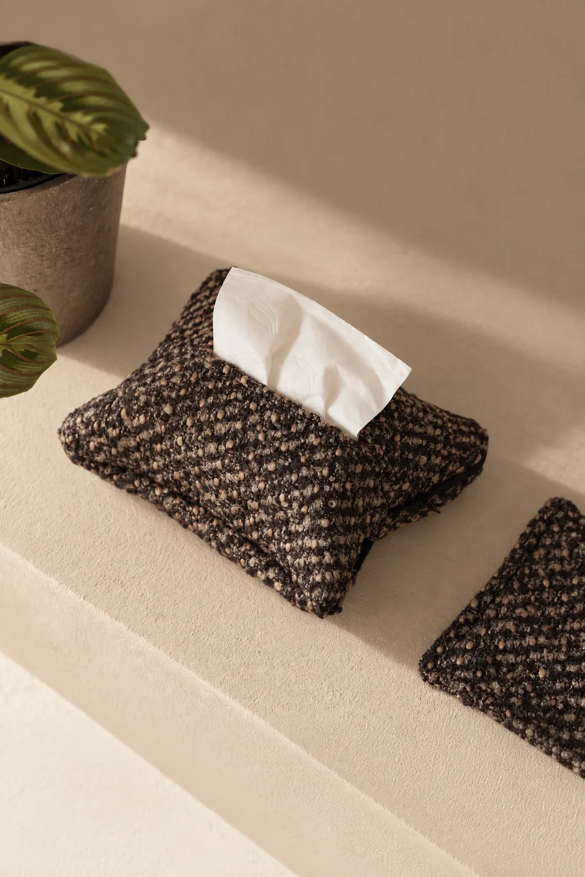 Pillow Talk Brown Speckled Fabric Tissue Cover