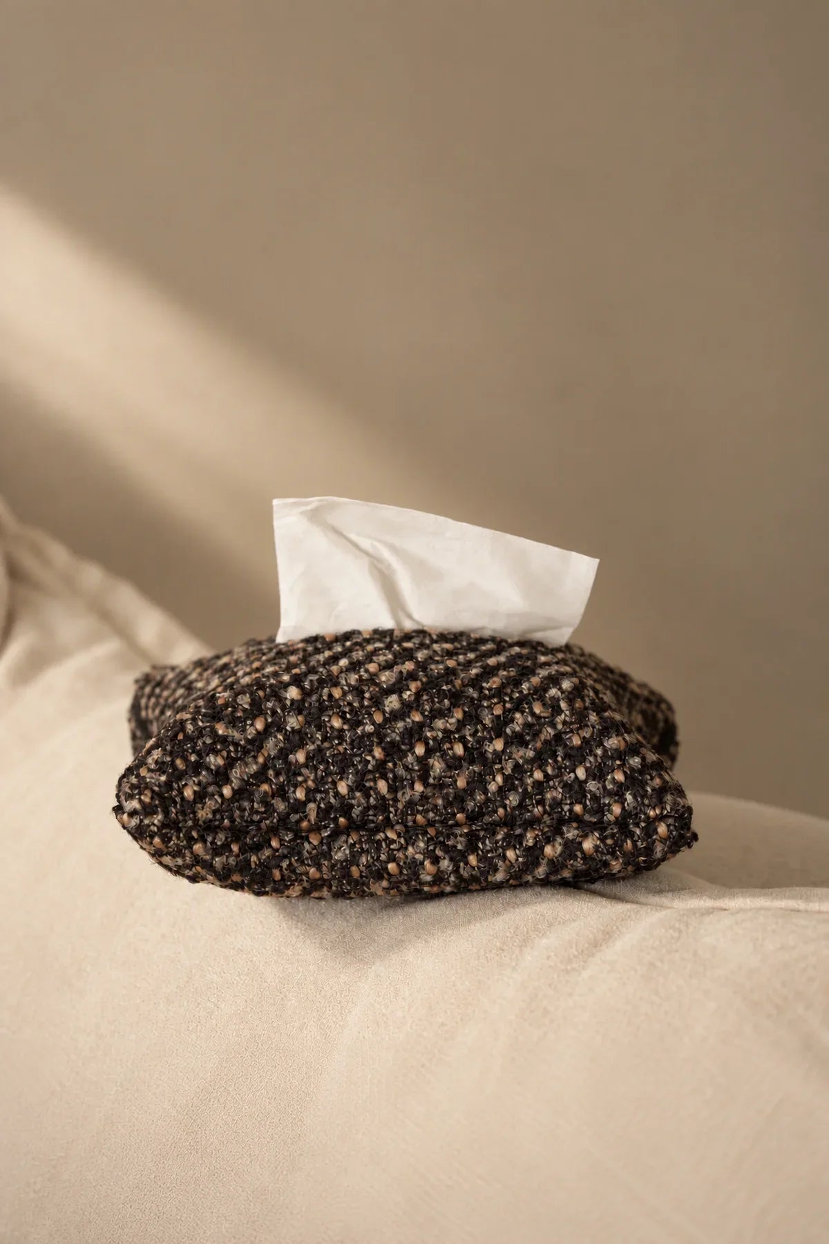 Pillow Talk Brown Speckled Fabric Tissue Cover