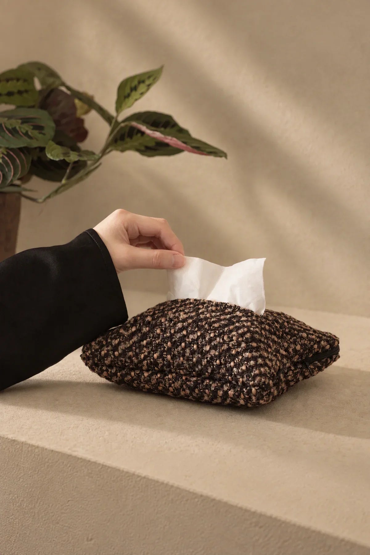 Pillow Talk Brown Speckled Fabric Tissue Cover
