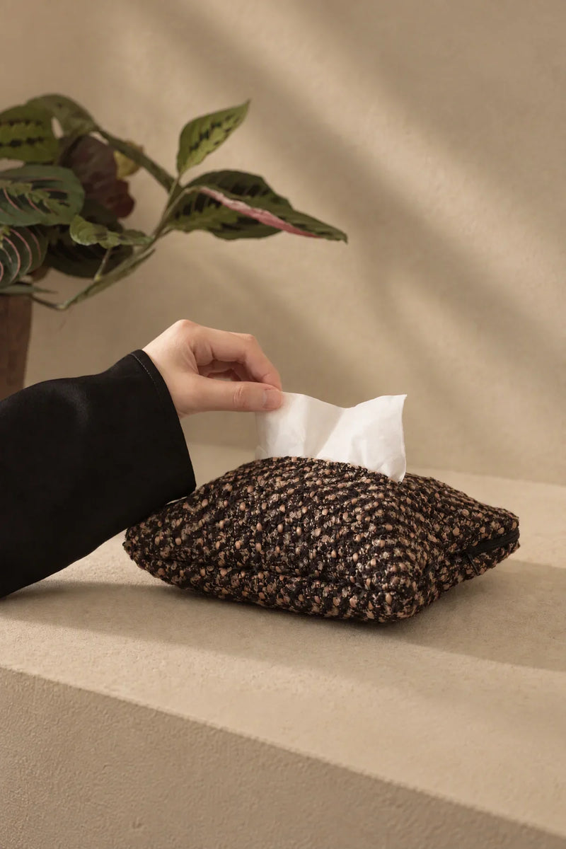 Pillow Talk Brown Speckled Fabric Tissue Cover
