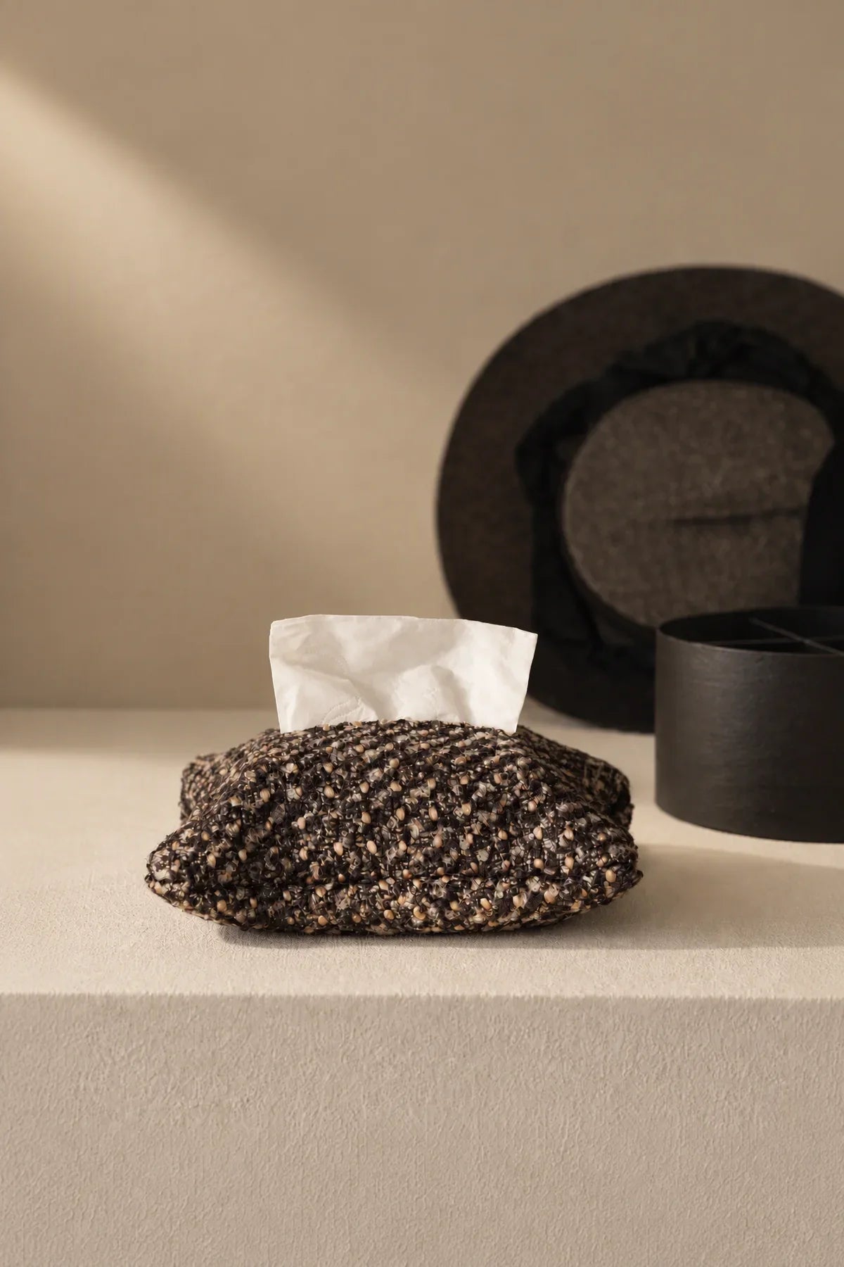 Pillow Talk Brown Speckled Fabric Tissue Cover