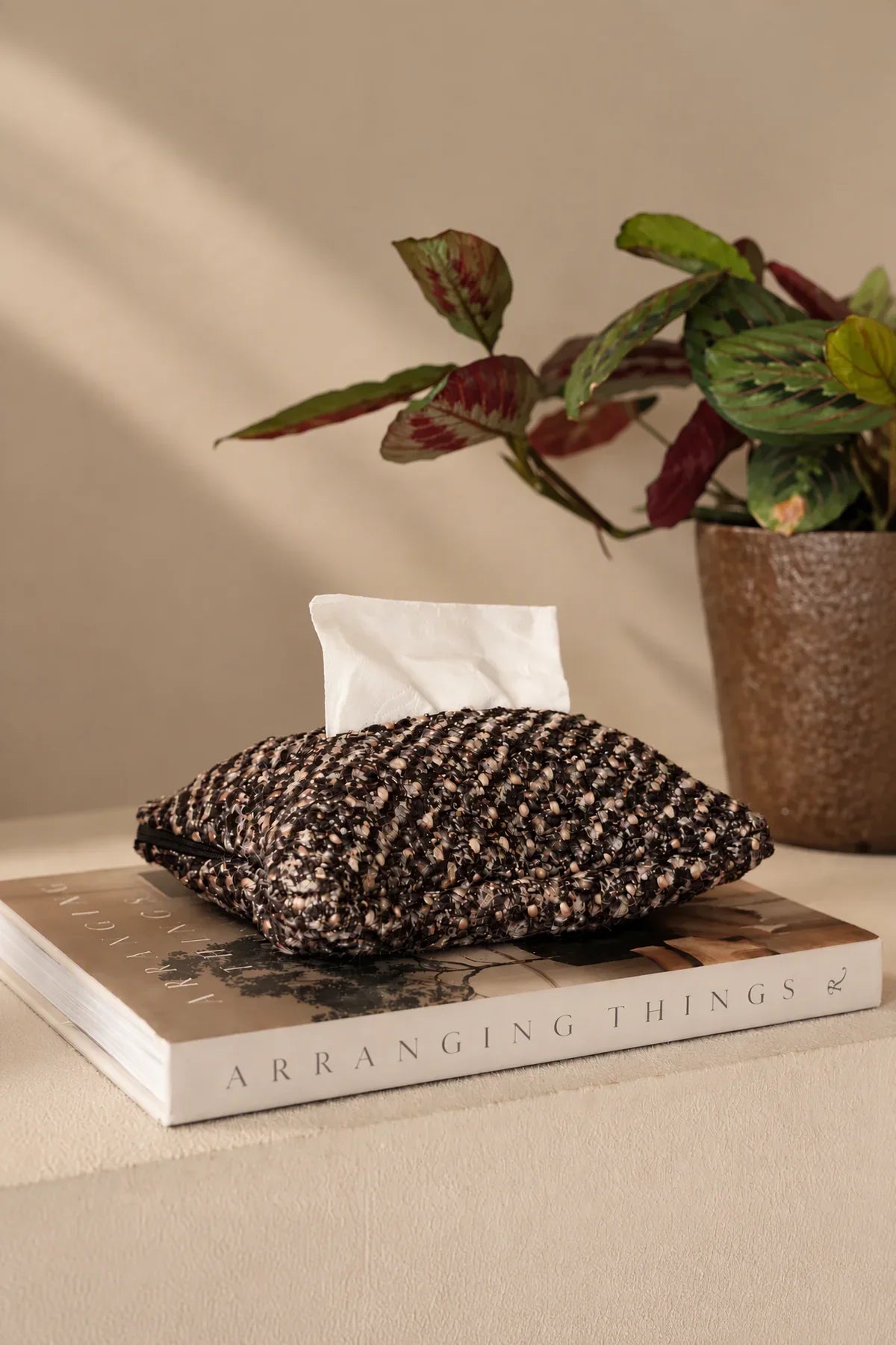 Pillow Talk Brown Speckled Fabric Tissue Cover