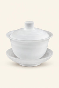 Mist Ceremony Frosted White Glass Gaiwan Tea Set