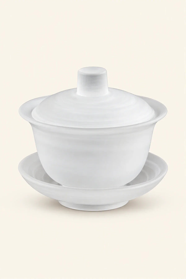 Mist Ceremony Frosted White Glass Gaiwan Tea Set