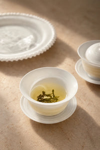 Mist Ceremony Frosted White Glass Gaiwan Tea Set