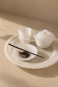 Mist Ceremony Frosted White Glass Gaiwan Tea Set
