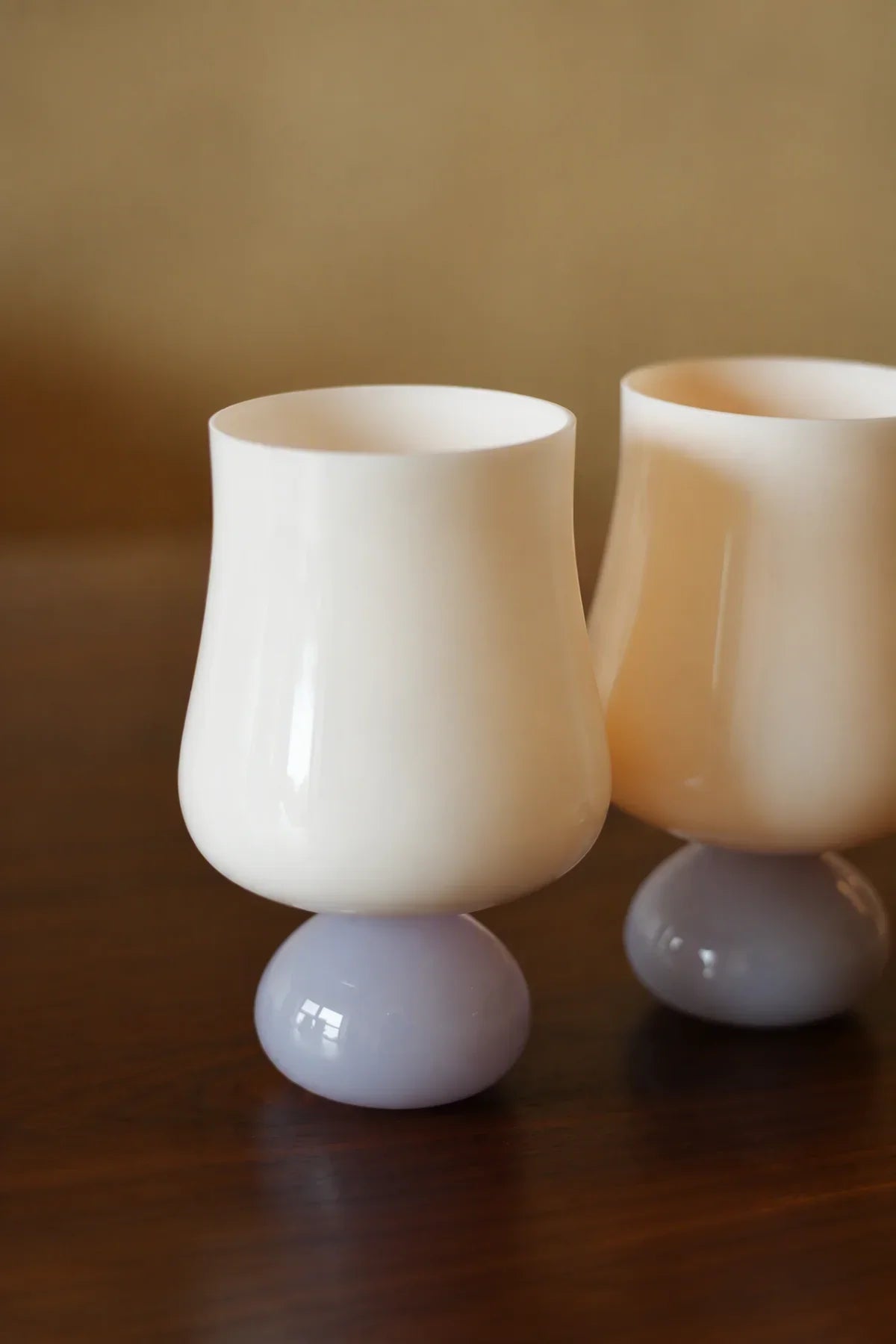 Pedestal Bloom Milk and Lavender Glass Cup