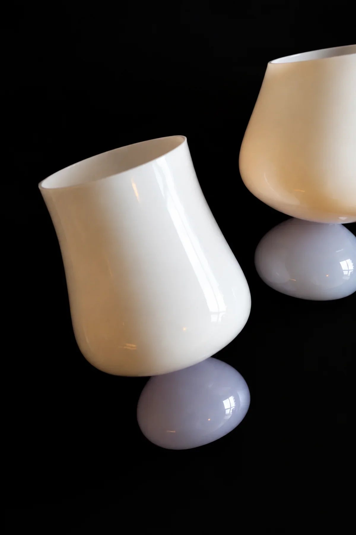 Pedestal Bloom Milk and Lavender Glass Cup