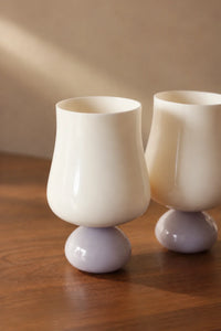 Pedestal Bloom Milk and Lavender Glass Cup