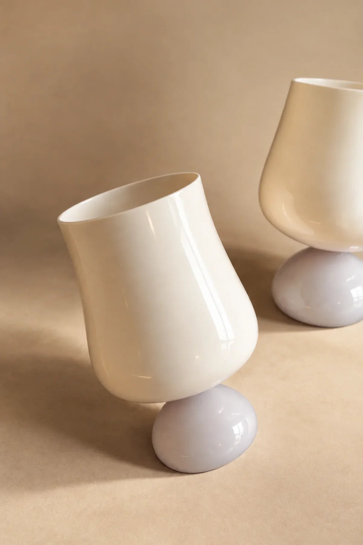 Pedestal Bloom Milk and Lavender Glass Cup