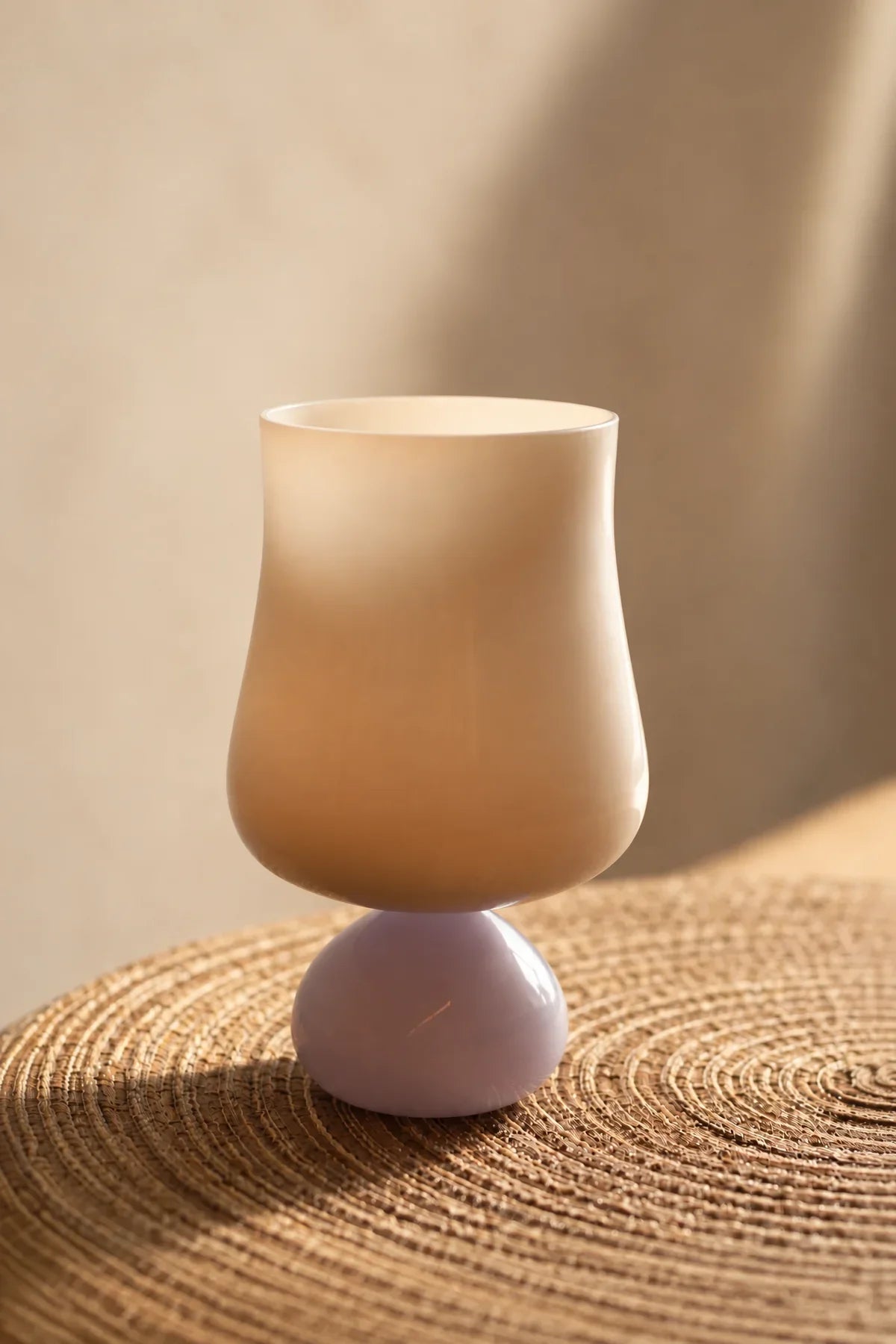 Pedestal Bloom Milk and Lavender Glass Cup