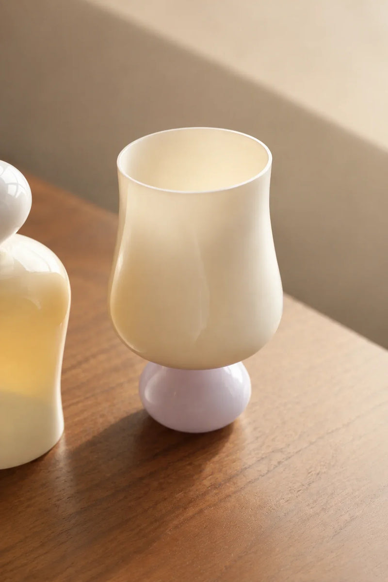 Pedestal Bloom Milk and Lavender Glass Cup