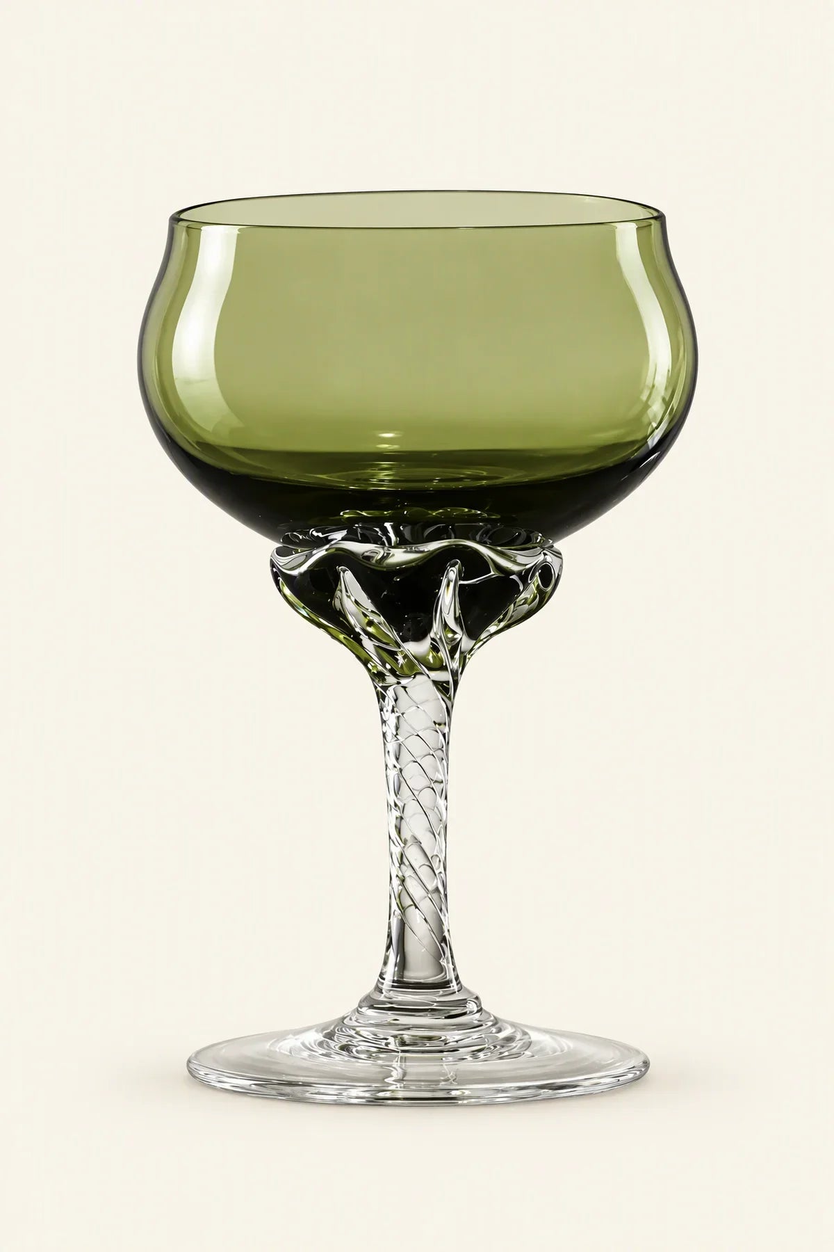 Twisted Vine Green Glass Coupe Glass