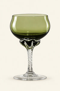 Twisted Vine Green Glass Coupe Glass