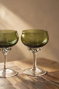 Twisted Vine Green Glass Coupe Glass