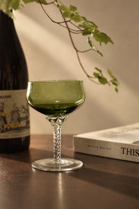 Twisted Vine Green Glass Coupe Glass
