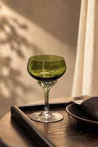 Twisted Vine Green Glass Coupe Glass