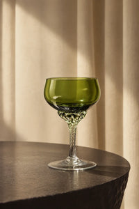 Twisted Vine Green Glass Coupe Glass