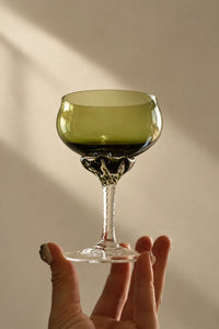 Twisted Vine Green Glass Coupe Glass
