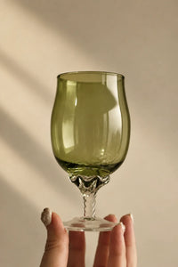 Twisted Vine Green Glass Coupe Glass