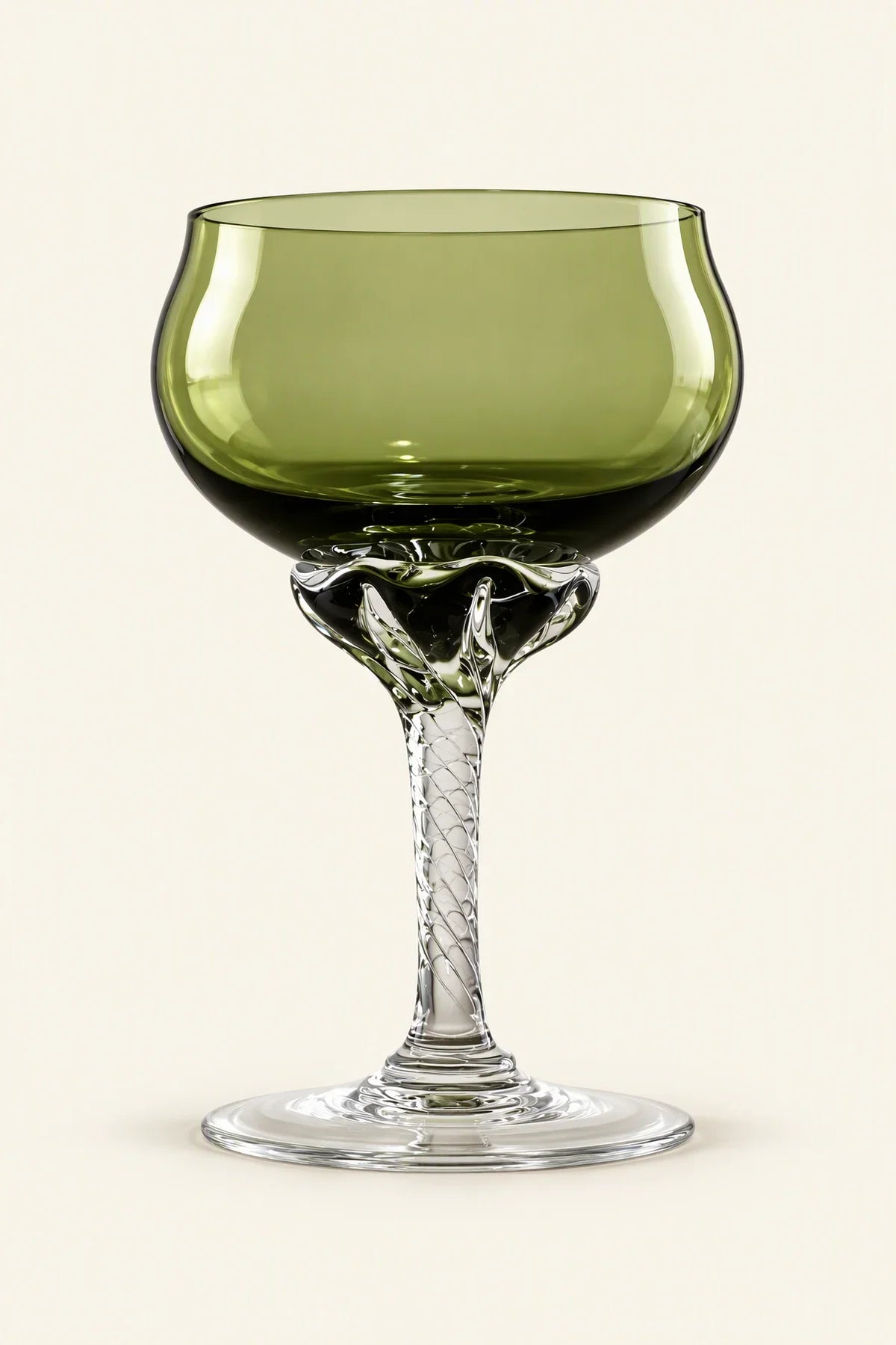 Twisted Vine Green Glass Coupe Glass