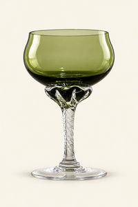 Twisted Vine Green Glass Coupe Glass