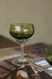 Twisted Vine Green Glass Coupe Glass