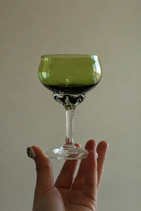 Twisted Vine Green Glass Coupe Glass