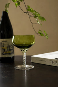 Twisted Vine Green Glass Coupe Glass