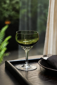 Twisted Vine Green Glass Coupe Glass