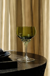 Twisted Vine Green Glass Coupe Glass