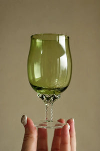 Twisted Vine Green Glass Coupe Glass
