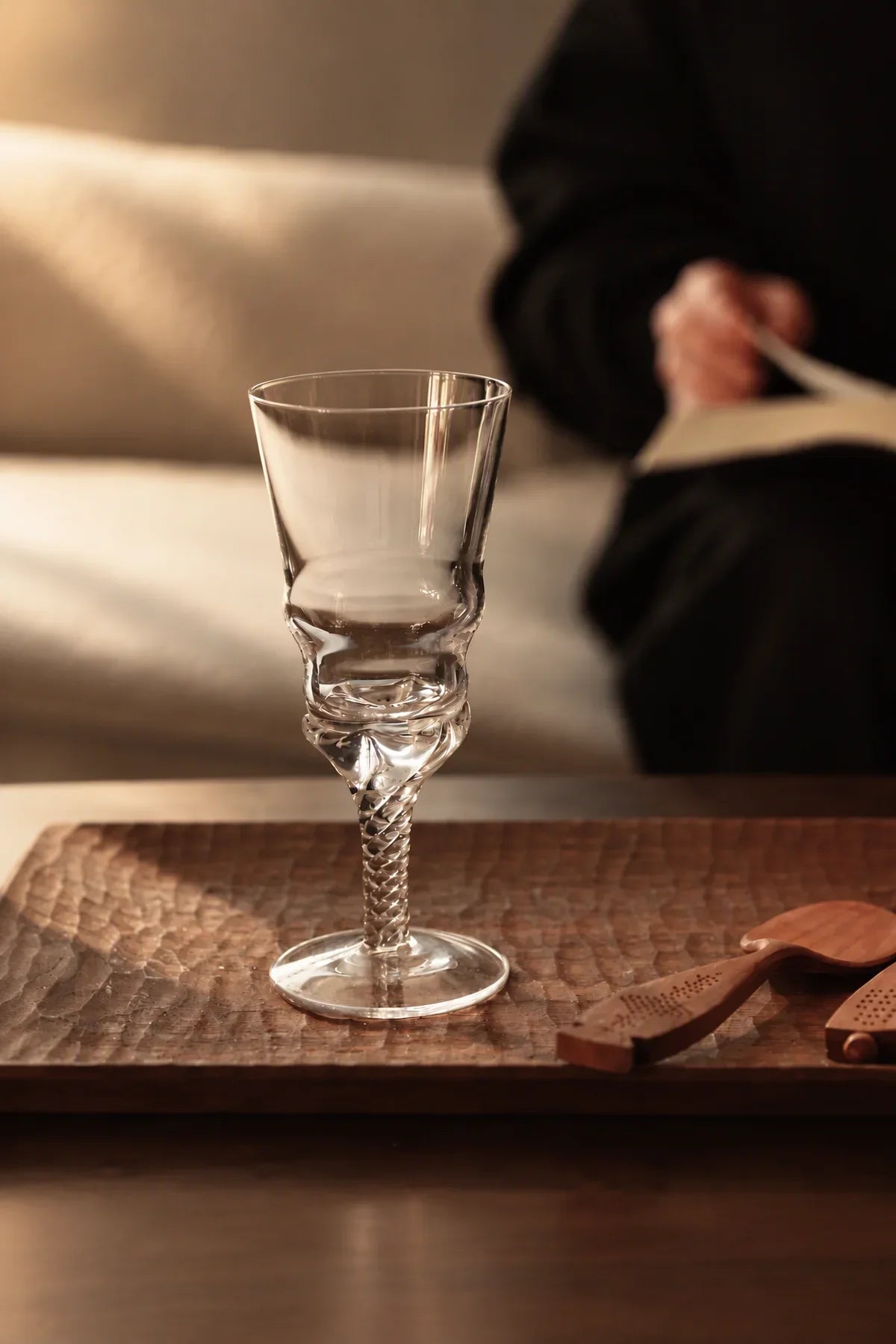 Woven Light Clear Glass Goblet