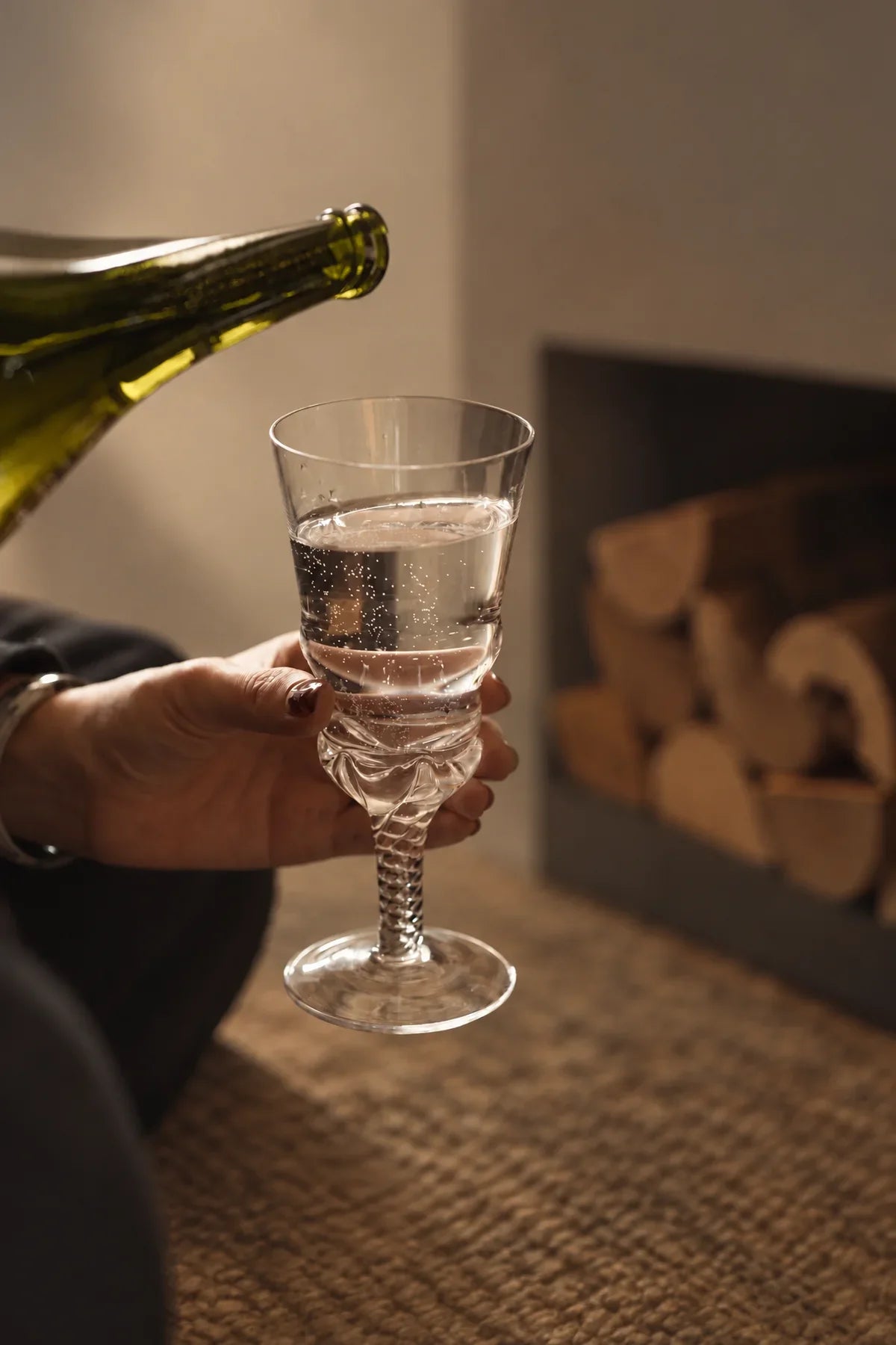 Woven Light Clear Glass Goblet