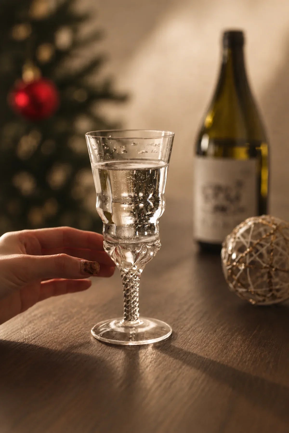 Woven Light Clear Glass Goblet