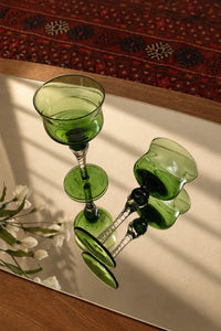 Meadow Hour Green Glass Goblet