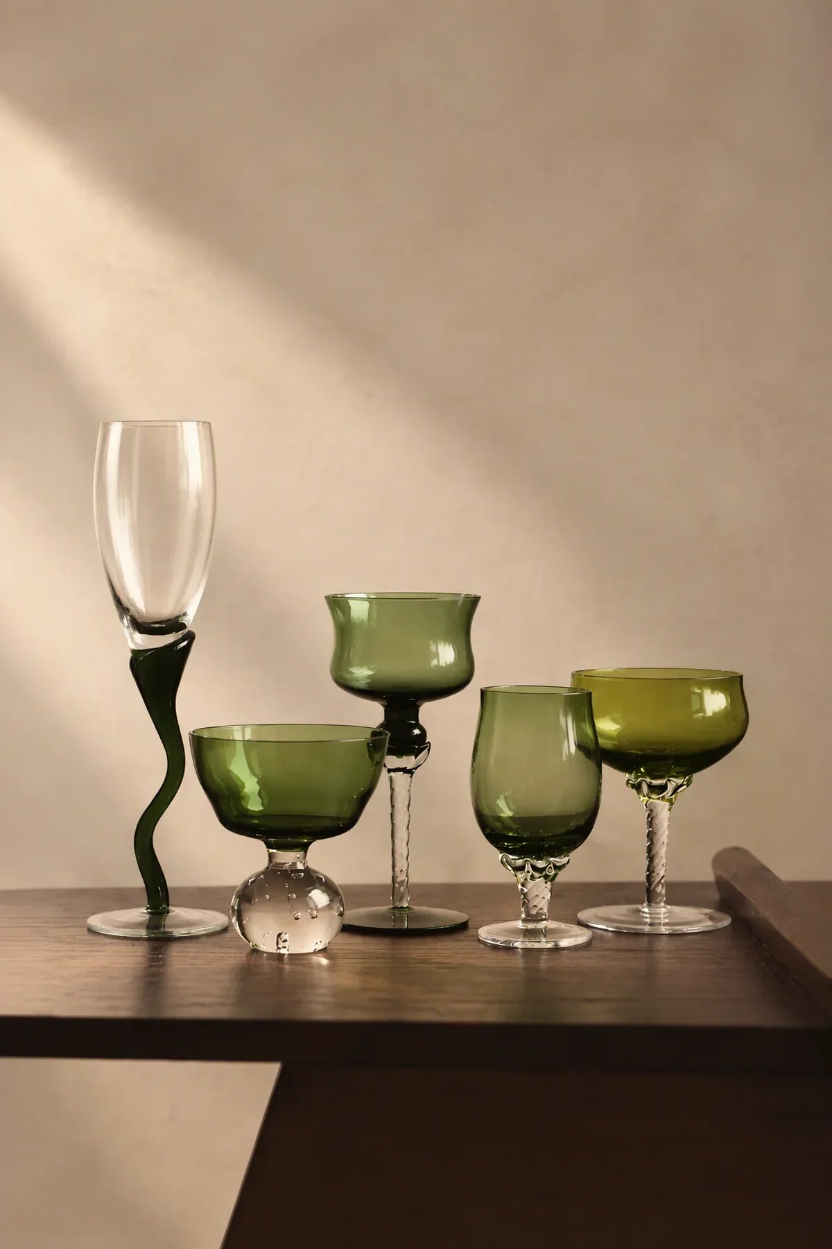 Meadow Hour Green Glass Goblet