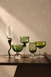 Meadow Hour Green Glass Goblet