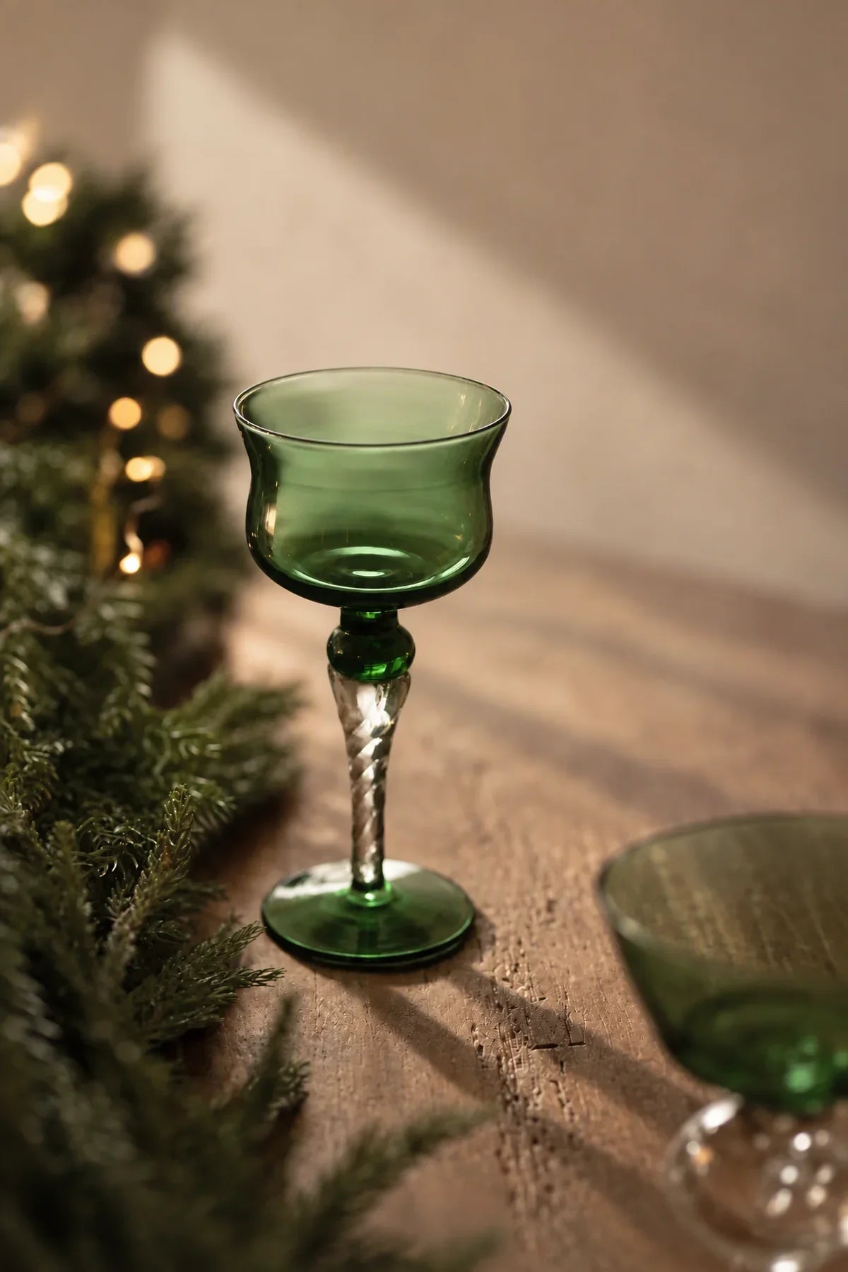 Meadow Hour Green Glass Goblet